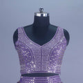 Designer Purple Mirror Work Velvet Lehenga Choli with Embroidered Dupatta