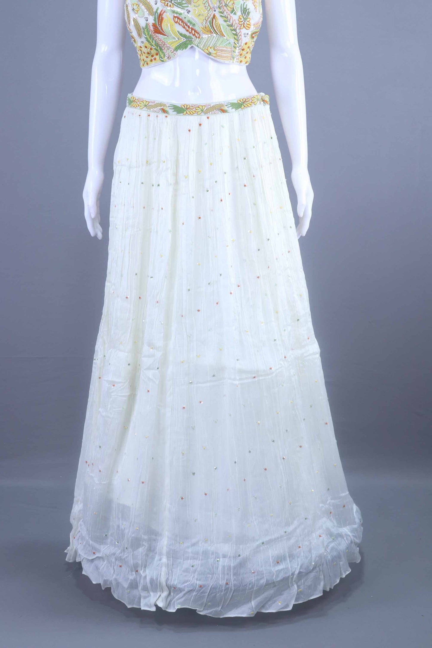 White Embroidered Lehenga Choli with Stylish Jacket Party Wear