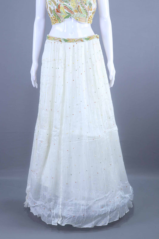 White Embroidered Lehenga Choli with Stylish Jacket Party Wear