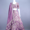 Mauve Embroidered Silk Lehenga Choli with Dupatta