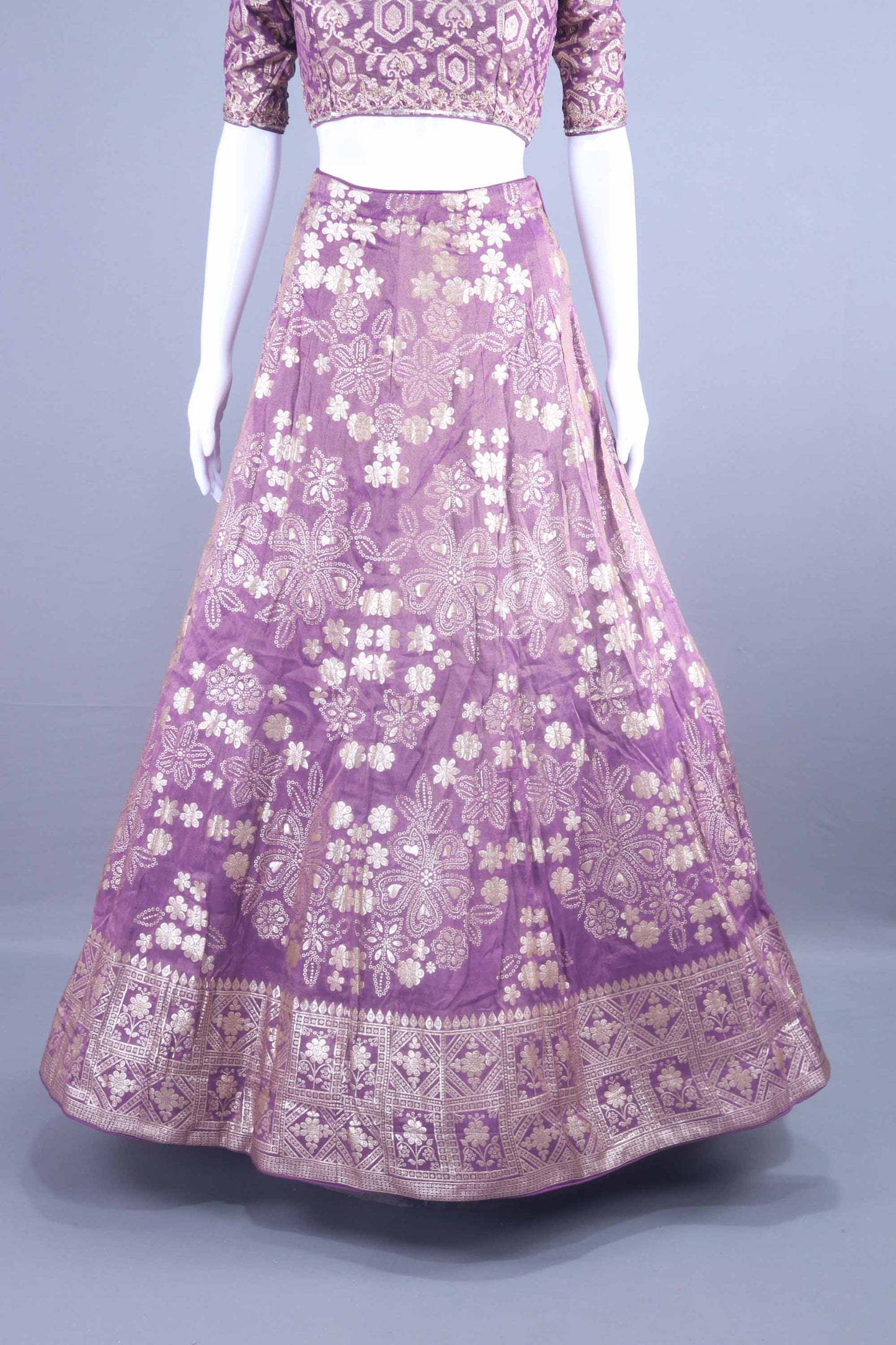 Mauve Embroidered Silk Lehenga Choli with Dupatta