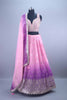 Designer Pink and Purple Ombre Embroidered Silk Lehenga Choli with Dupatta