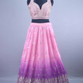 Designer Pink and Purple Ombre Embroidered Silk Lehenga Choli with Dupatta