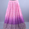 Designer Pink and Purple Ombre Embroidered Silk Lehenga Choli with Dupatta