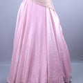 Pink Sequined Silk Lehenga Set with Stylish Draped Blouse