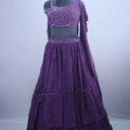 Stylish Purple One Shoulder Sequined Georgette Lehenga Set