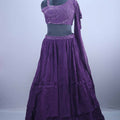 Stylish Purple One Shoulder Sequined Georgette Lehenga Set