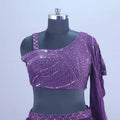 Stylish Purple One Shoulder Sequined Georgette Lehenga Set