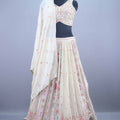 Off White Mirror and Thread Embroidered Lehenga Choli with Dupatta 