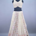 Off White Mirror and Thread Embroidered Lehenga Choli with Dupatta