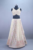 Off White Mirror and Thread Embroidered Lehenga Choli with Dupatta