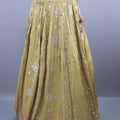 Mustard Yellow Mirror Work Lehenga Choli with Pink Banarasi Dupatta