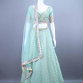 Mint Green Embroidered Net Lehenga Choli Designer Festive Wear 