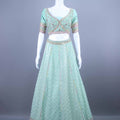 Mint Green Embroidered Net Lehenga Choli Designer Festive Wear