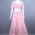 Pink Embroidered Net Lehenga Choli with Designer Dupatta