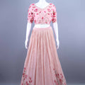 Peach Pink Embroidered Organza Lehenga Choli with Dupatta