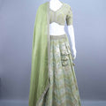 Designer Olive Green Silk Lehenga Choli with Tassel Detailing Dupatta 