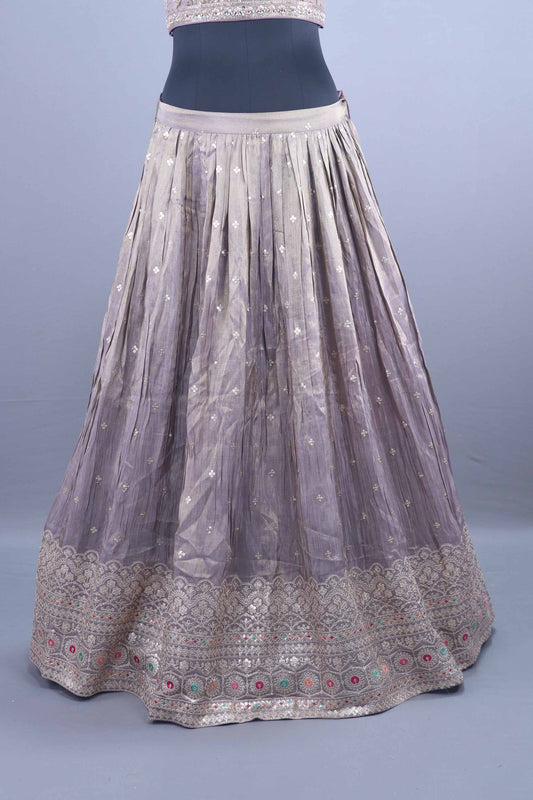 Designer Lavender Heavy Silk Lehenga Choli with Mirror Dupatta
