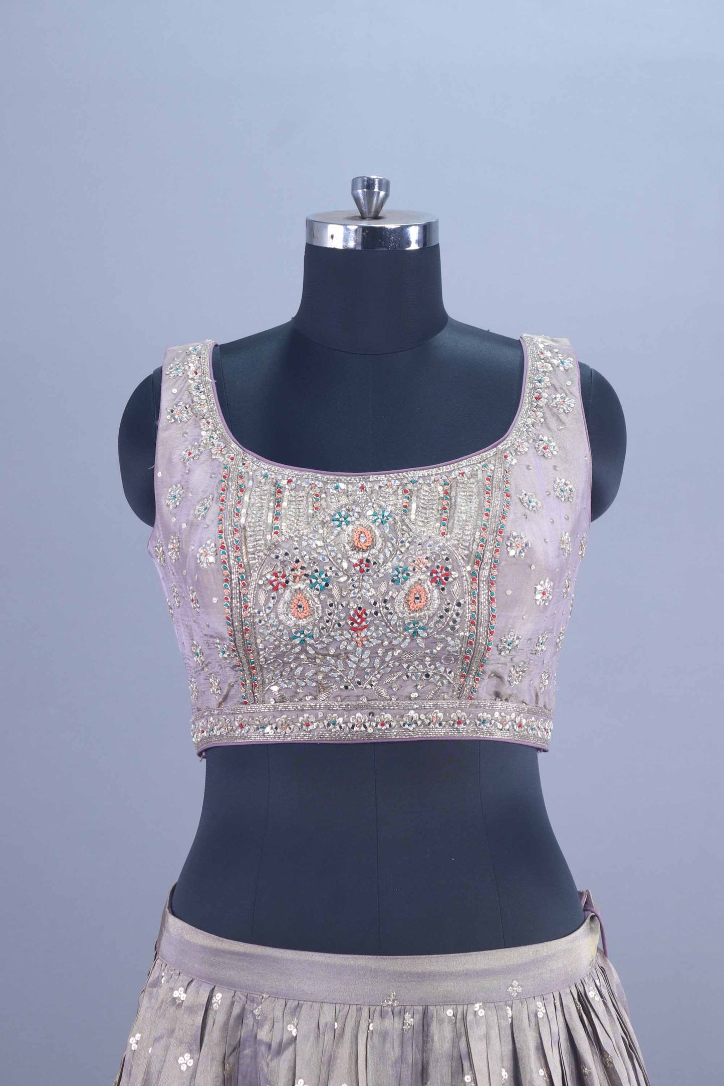 Designer Lavender Heavy Silk Lehenga Choli with Mirror Dupatta