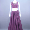 Plum Purple Embroidered Silk Crop Top Lehenga with Long Jacket
