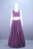 Plum Purple Embroidered Silk Crop Top Lehenga with Long Jacket