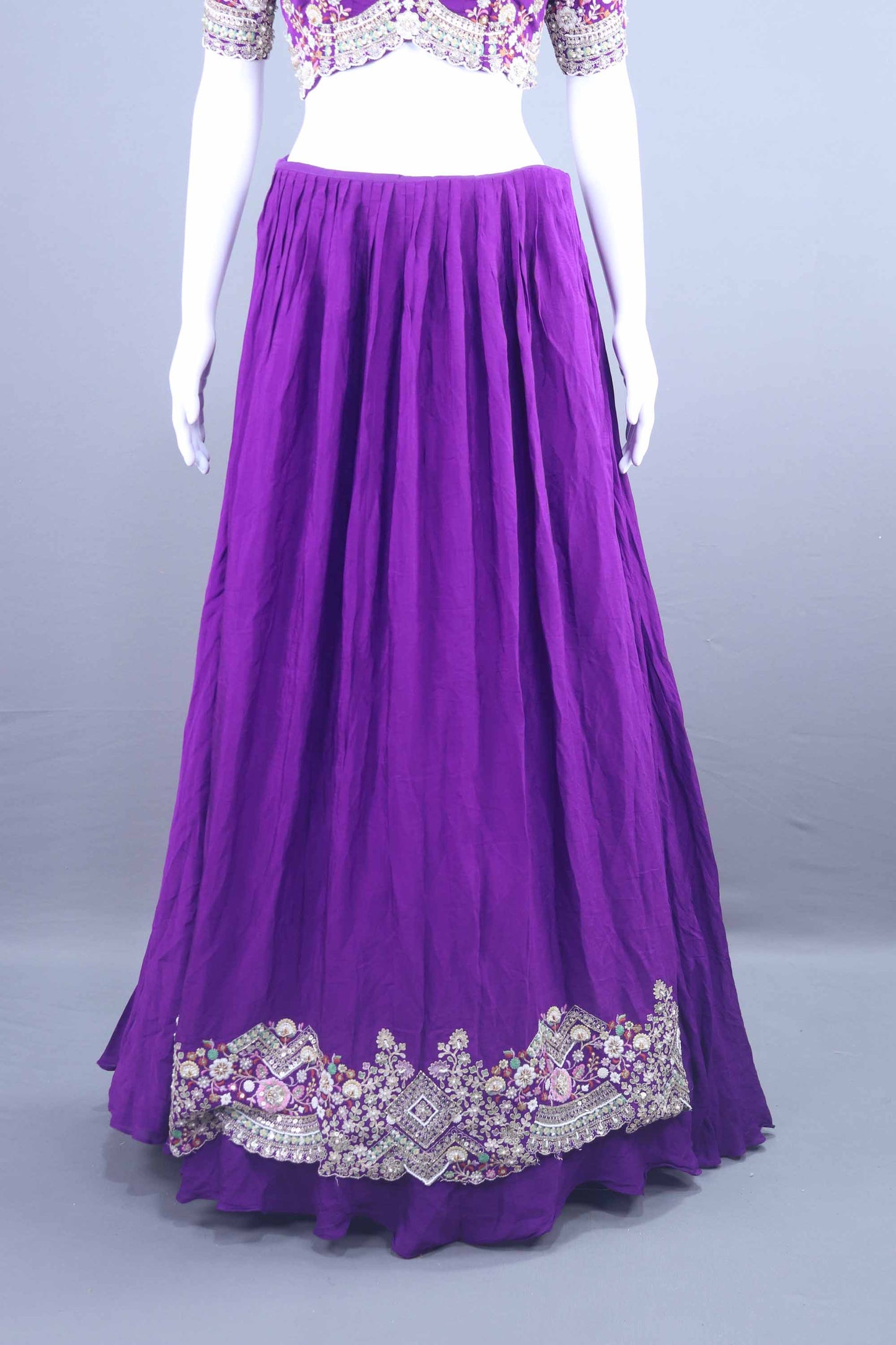 Royal Purple Embroidered Silk Lehenga Choli with Heavy Dupatta