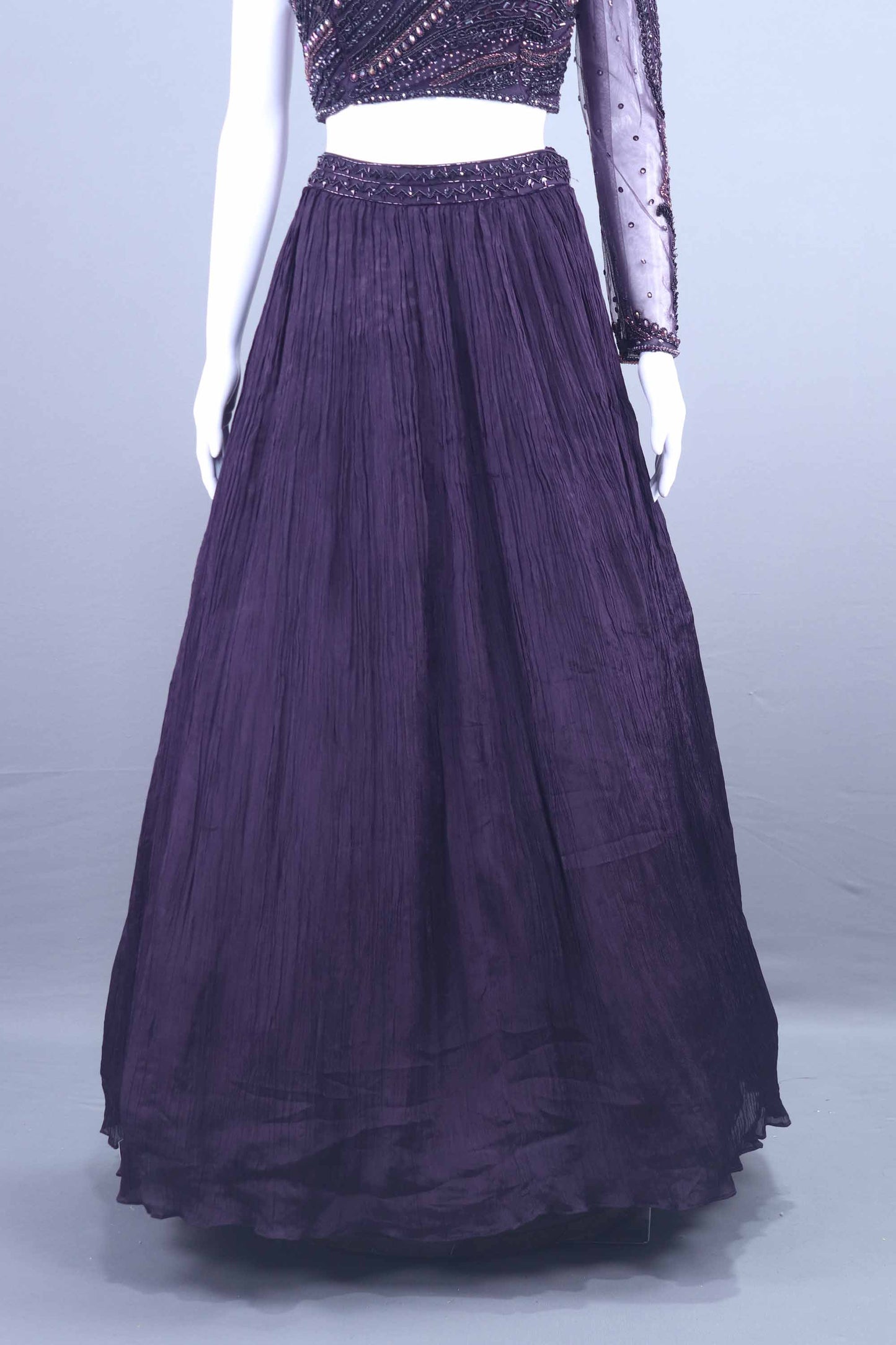 Designer Purple One Shoulder Embroidered Lehenga Choli