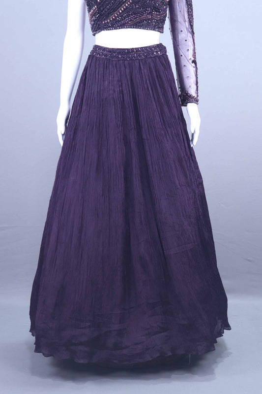 Designer Purple One Shoulder Embroidered Lehenga Choli