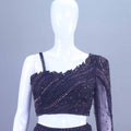 Designer Purple One Shoulder Embroidered Lehenga Choli