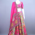 Pink Multicolor Gujarati Mirror Work Lehenga Choli with Dupatta 
