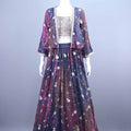  Navy Blue Multicolor Printed Lehenga Choli Jacket Set  