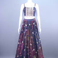 Navy Blue Multicolor Printed Lehenga Choli Jacket Set