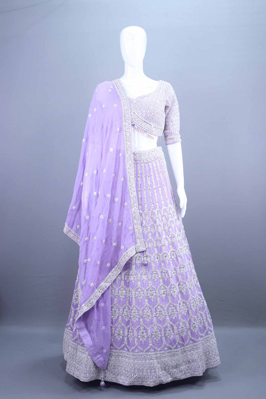 Lavender Lehenga Choli Matching Net Dupatta Designer Wedding Wear 