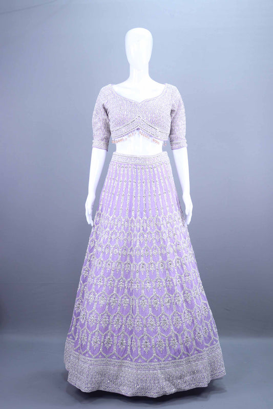 Lavender Lehenga Choli Matching Net Dupatta Designer Wedding Wear