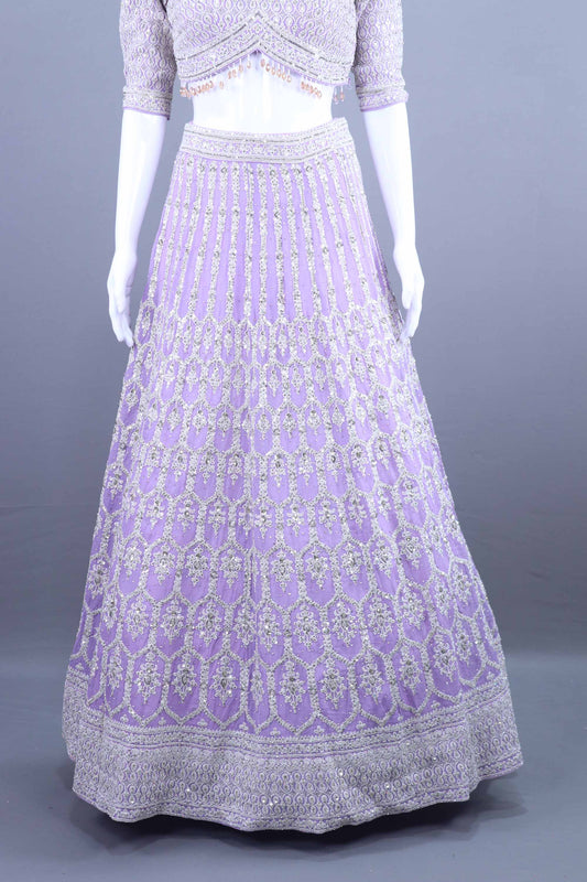 Lavender Lehenga Choli Matching Net Dupatta Designer Wedding Wear
