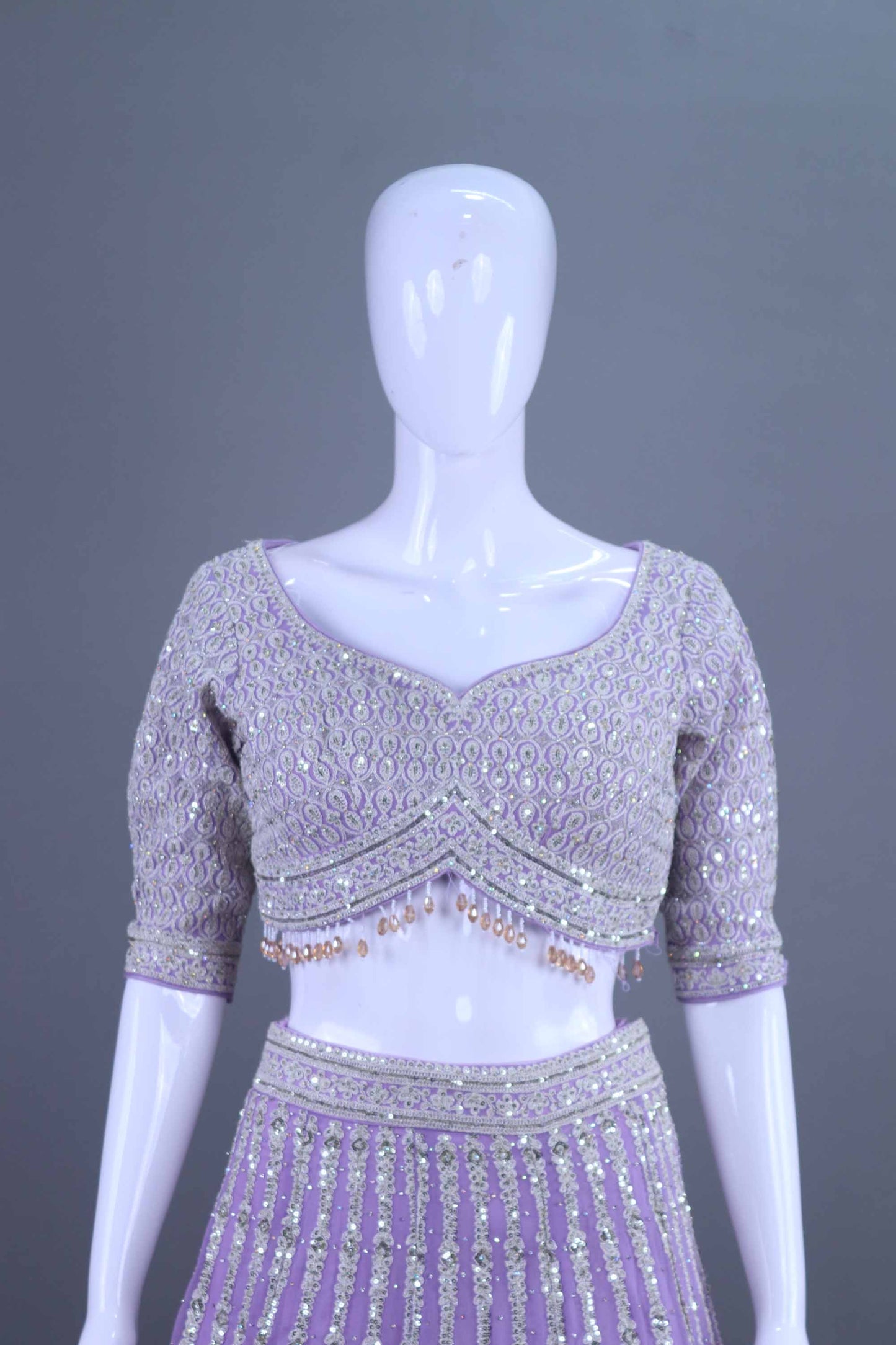 Lavender Lehenga Choli Matching Net Dupatta Designer Wedding Wear