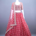 Designer Red Embroidered Net Lehenga Choli with Dupatta