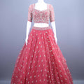 Designer Red Embroidered Net Lehenga Choli with Dupatta
