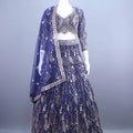 Navy Blue Net Lehenga Choli and Zari Work Designer Lehenga
