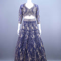 Navy Blue Net Lehenga Choli and Zari Work Designer Lehenga