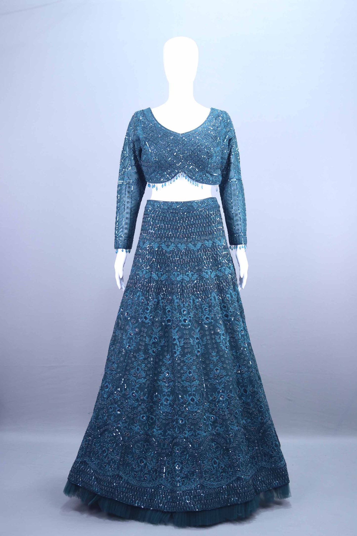 Teal Blue Heavy Lehenga Designer Choli with Dupatta