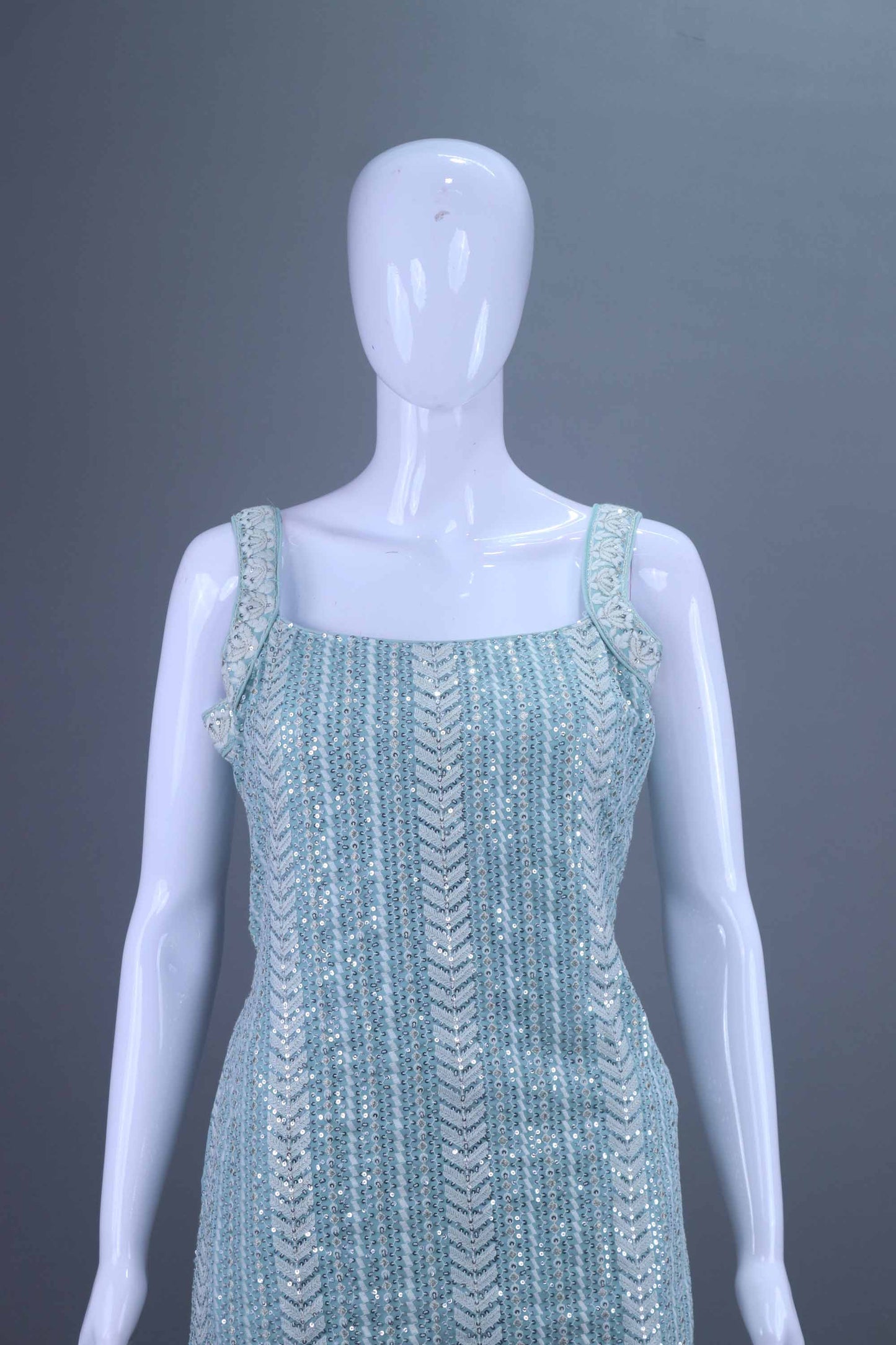 Sky Blue Embroidered Designer Sharara Suit Sleeveless Kurti Set