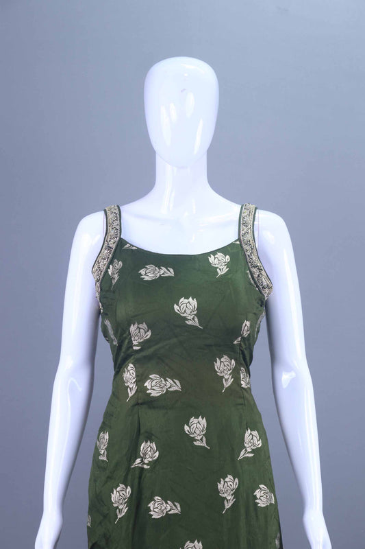 Designer Green Sharara Suit with Embroidered Border Party wear Set