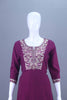 Designer Wine Purple Embroidered Kurti Pant Set with Dupatta