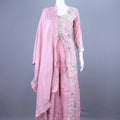 Pink Embroidered Silk Designer Kurta Sharara Set with Dupatta