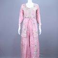 Pink Embroidered Silk Designer Kurta Sharara Set with Dupatta
