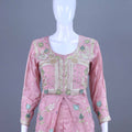 Pink Embroidered Silk Designer Kurta Sharara Set with Dupatta