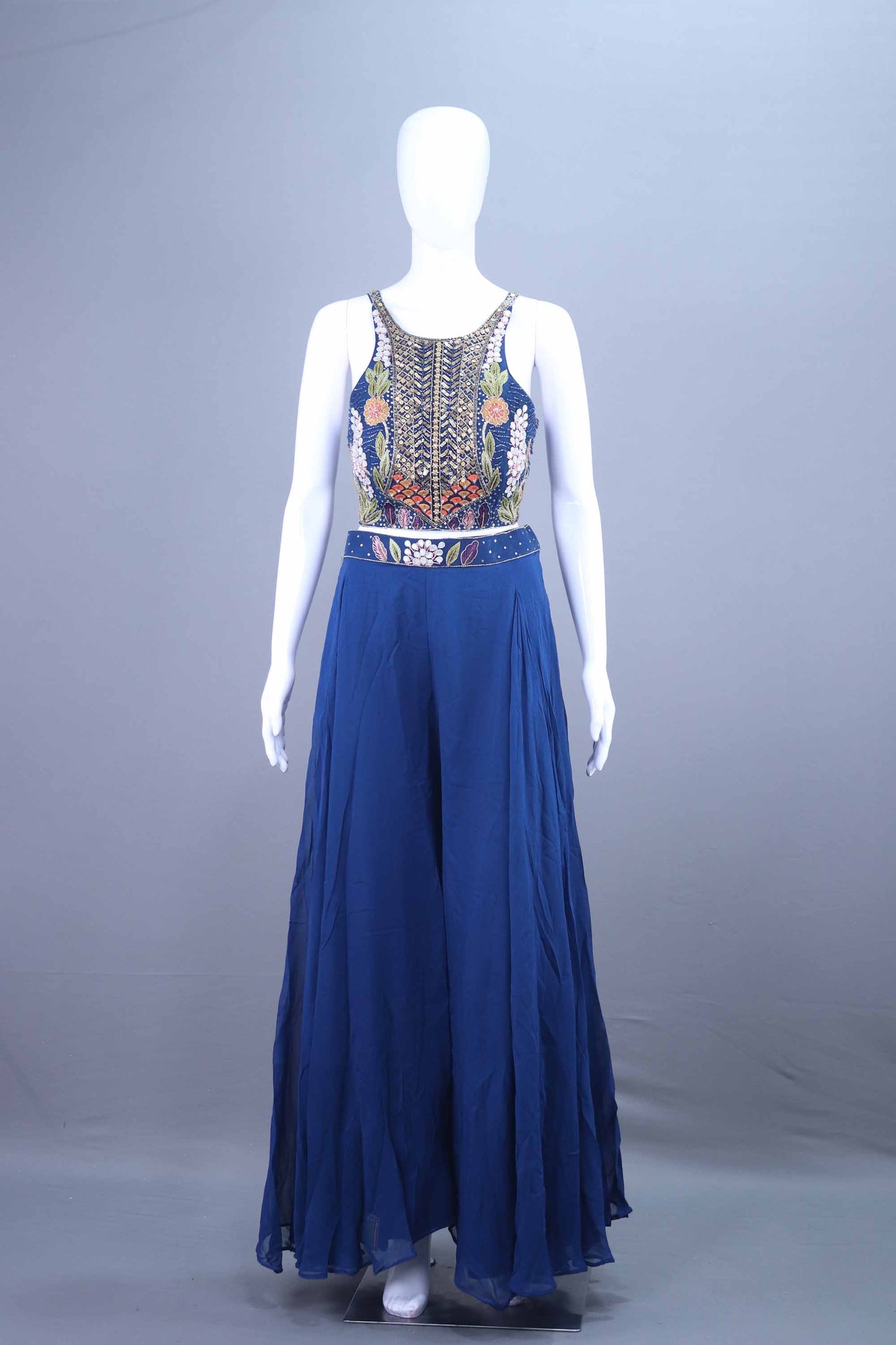 Navy Blue Cape-Style Indo-Western Party Wear