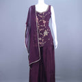 Designer Deep Purple Embroidered Kurti Sharara Set with Dupatta