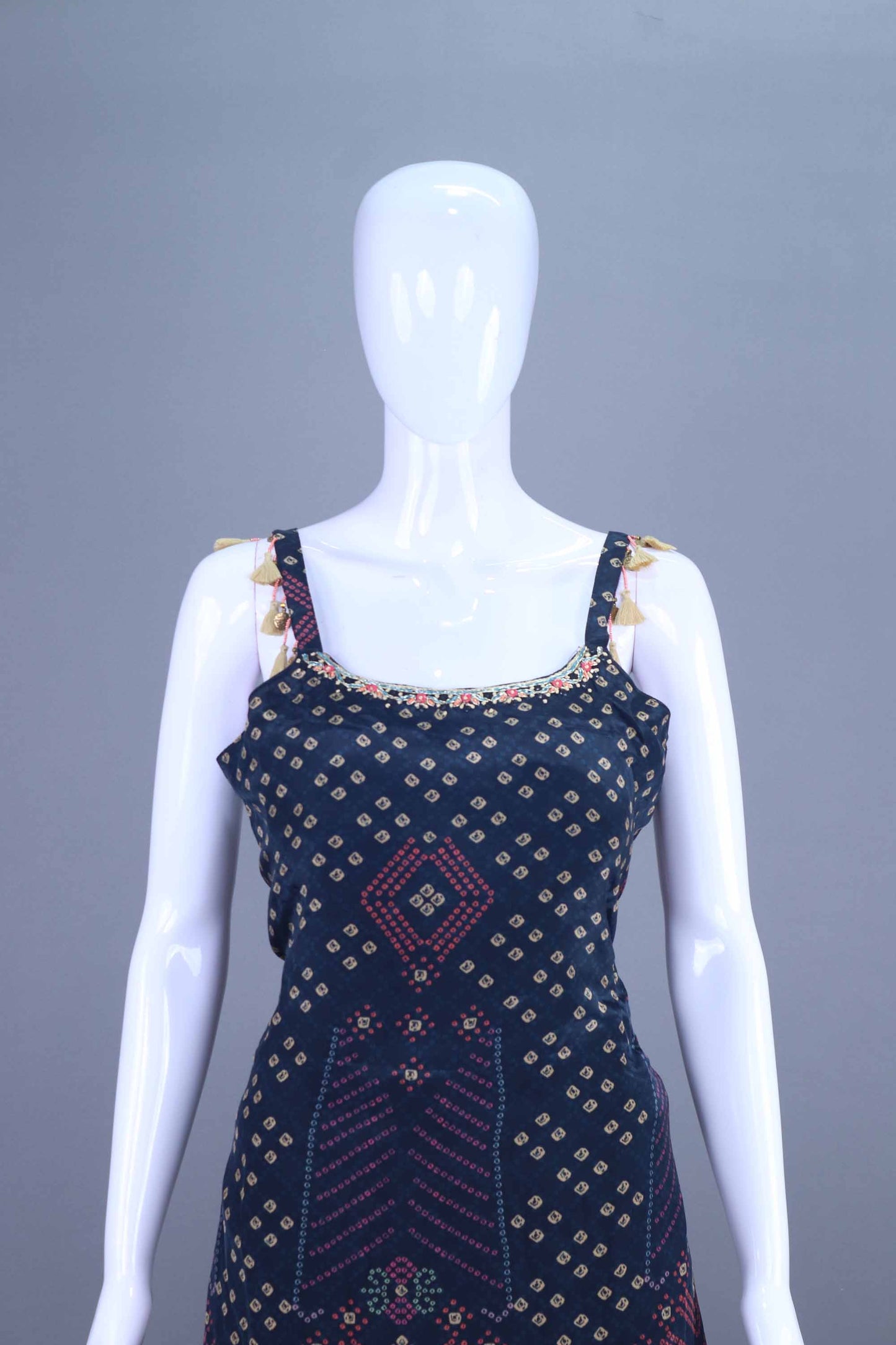 Navy Blue Printed Kurti with Matching Sharara Set Casual Occasions